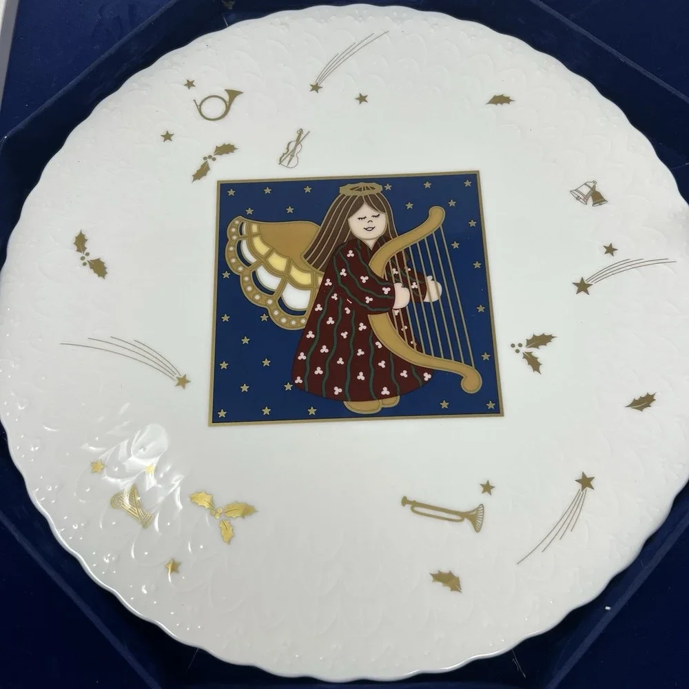 Mikasa‎ Christmas  Cake Plate and Server Holiday Angel Heavenly Joy Open Box